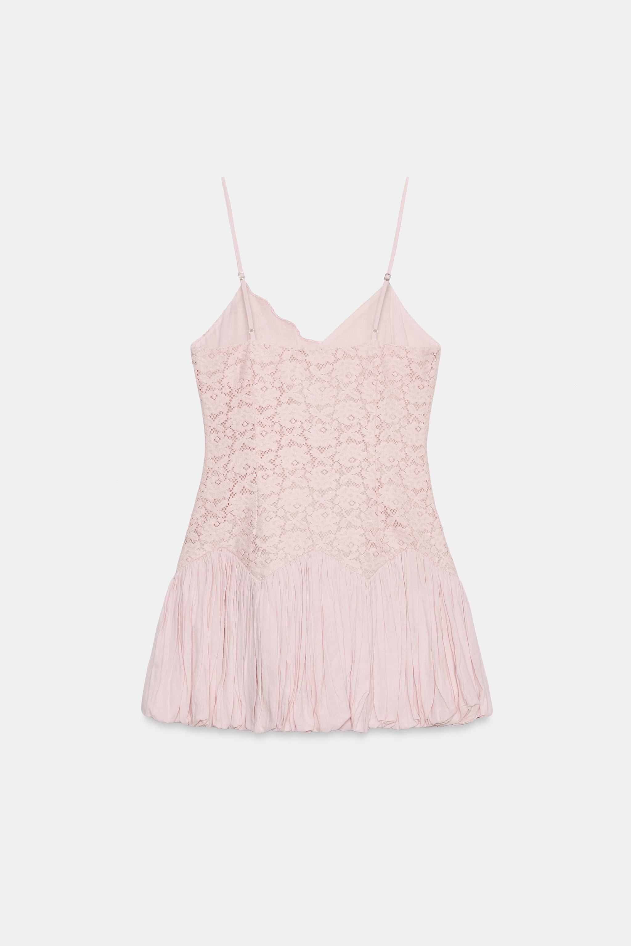 LACE BUBBLE HEM MINI DRESS